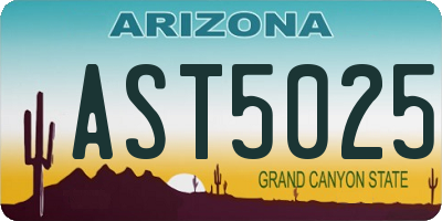 AZ license plate AST5025