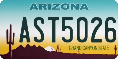 AZ license plate AST5026