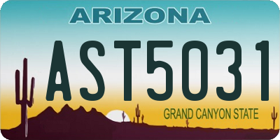 AZ license plate AST5031