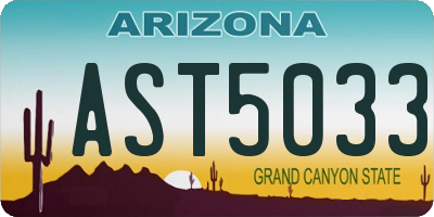 AZ license plate AST5033