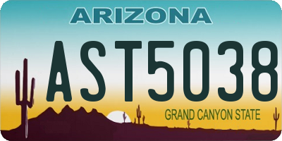 AZ license plate AST5038