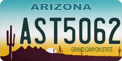 AZ license plate AST5062