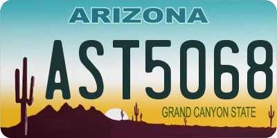 AZ license plate AST5068