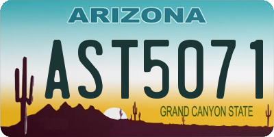 AZ license plate AST5071