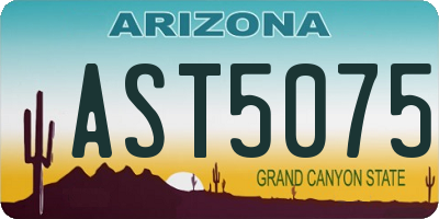 AZ license plate AST5075