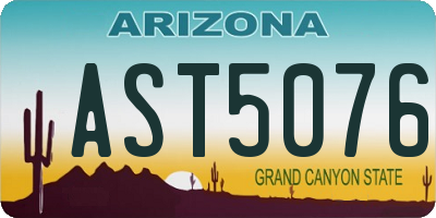 AZ license plate AST5076