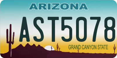 AZ license plate AST5078