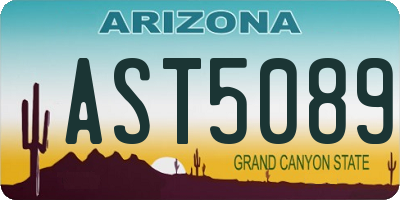 AZ license plate AST5089