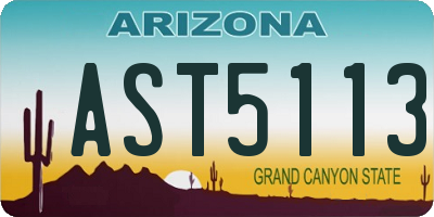 AZ license plate AST5113