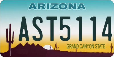 AZ license plate AST5114