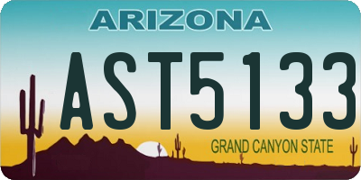 AZ license plate AST5133