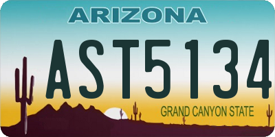 AZ license plate AST5134