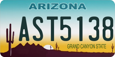 AZ license plate AST5138