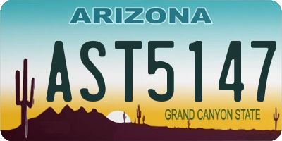 AZ license plate AST5147