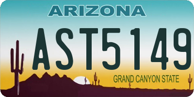 AZ license plate AST5149