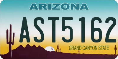 AZ license plate AST5162