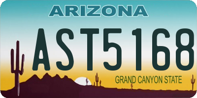 AZ license plate AST5168