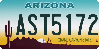 AZ license plate AST5172