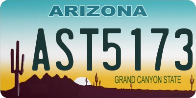 AZ license plate AST5173