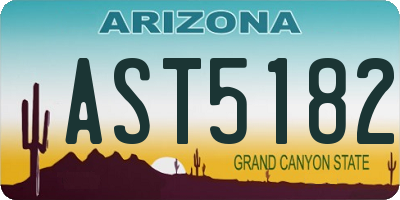 AZ license plate AST5182