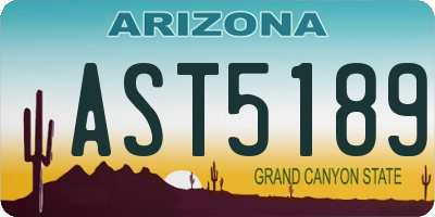 AZ license plate AST5189