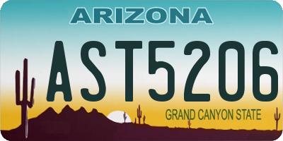 AZ license plate AST5206