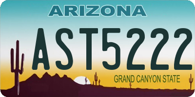 AZ license plate AST5222