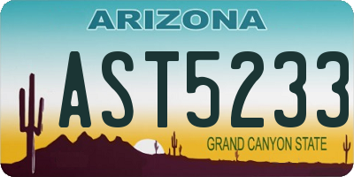 AZ license plate AST5233