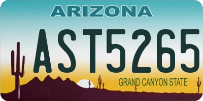 AZ license plate AST5265