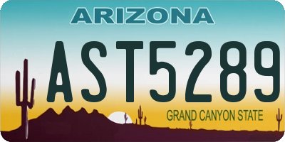 AZ license plate AST5289