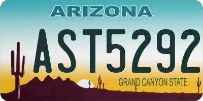 AZ license plate AST5292