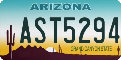AZ license plate AST5294