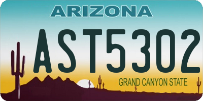 AZ license plate AST5302