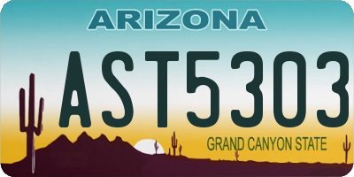 AZ license plate AST5303