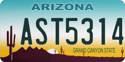 AZ license plate AST5314