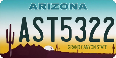 AZ license plate AST5322