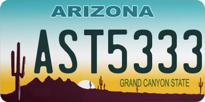 AZ license plate AST5333