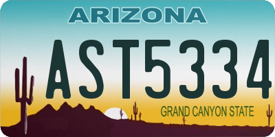 AZ license plate AST5334