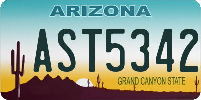AZ license plate AST5342
