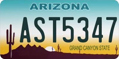 AZ license plate AST5347