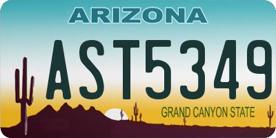 AZ license plate AST5349