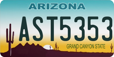 AZ license plate AST5353
