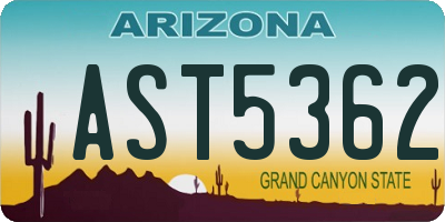 AZ license plate AST5362