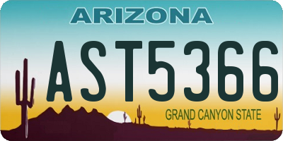 AZ license plate AST5366