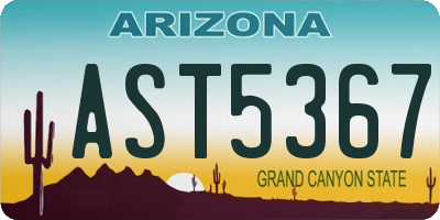 AZ license plate AST5367