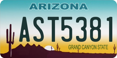 AZ license plate AST5381