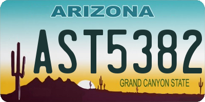 AZ license plate AST5382