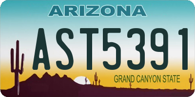 AZ license plate AST5391