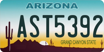 AZ license plate AST5392