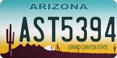 AZ license plate AST5394